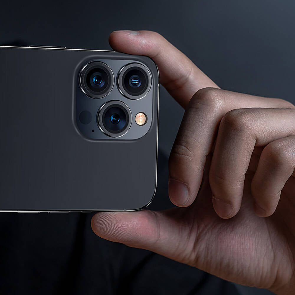 Apple iPhone 16 Pro Benks DR Safir Kamera Lens Koruyucu Titanyum-Gri