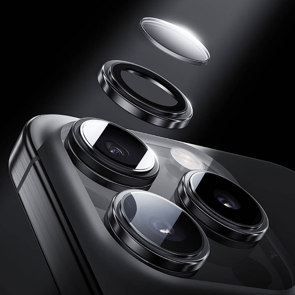 Apple iPhone 16 Pro Benks Parlama Önleyici Glass Warrior Metal Kamera Lens Koruyucu Siyah