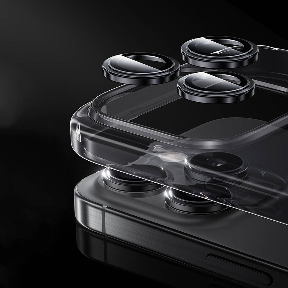 Apple iPhone 16 Pro Benks Parlama Önleyici Glass Warrior Metal Kamera Lens Koruyucu Titanyum-Gri