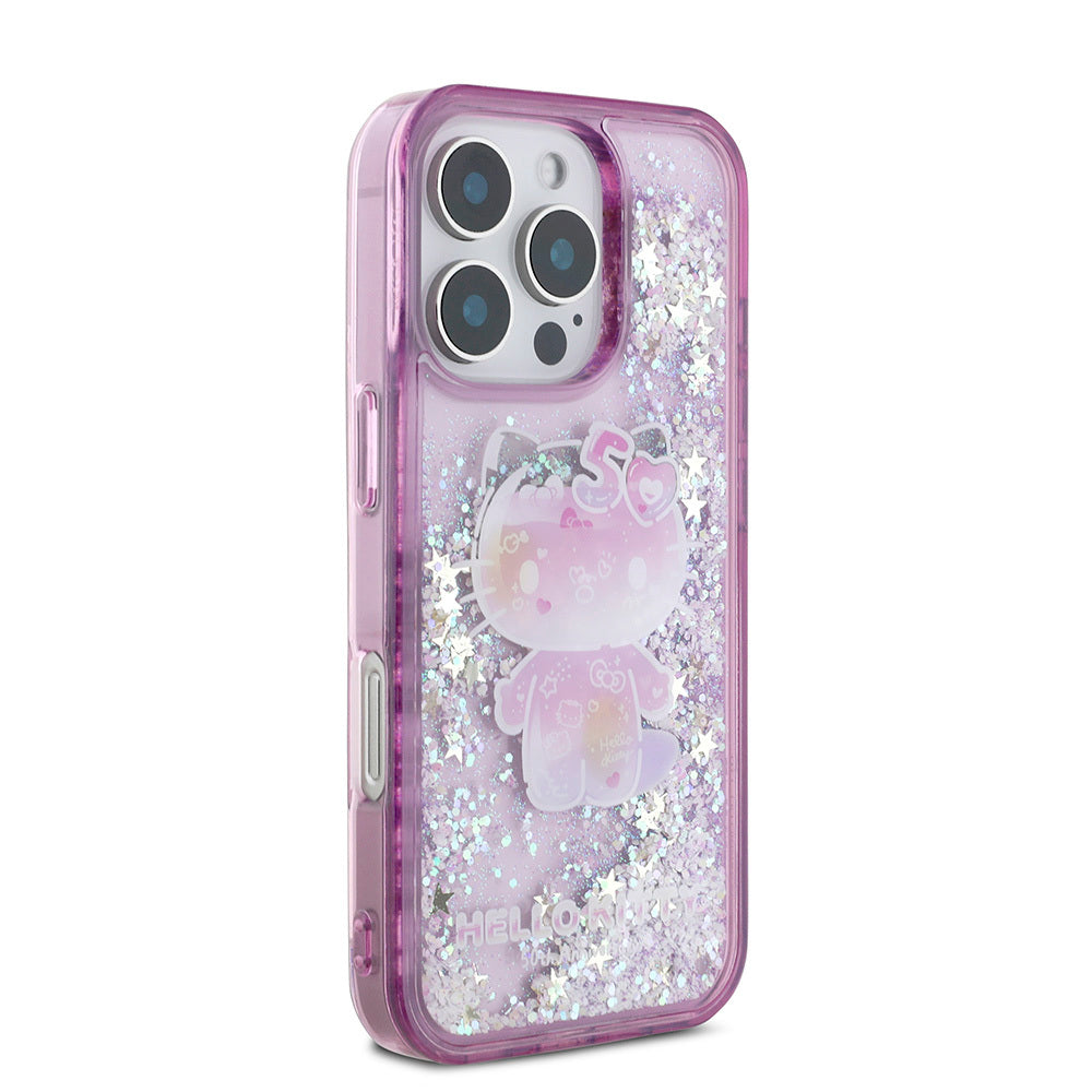 Apple iPhone 16 Pro Case Hello Kitty Original Licensed Liquid Silvery 50th Anniversary Party Cover Mor