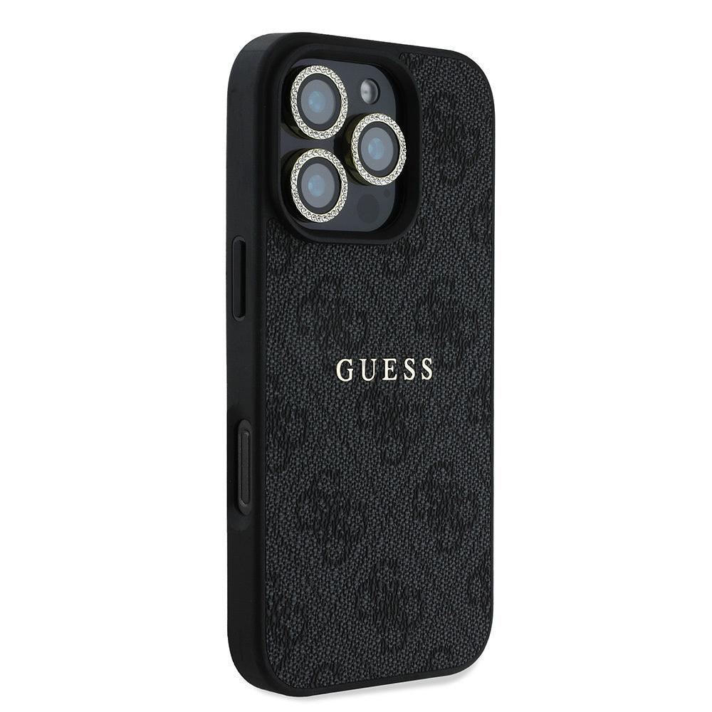 Apple iPhone 16 Pro Guess Orjinal Lisanslı Kılıf + Ekran Koruyucu + Lens Koruyucu 3in1 Aksesuar Seti Pembe