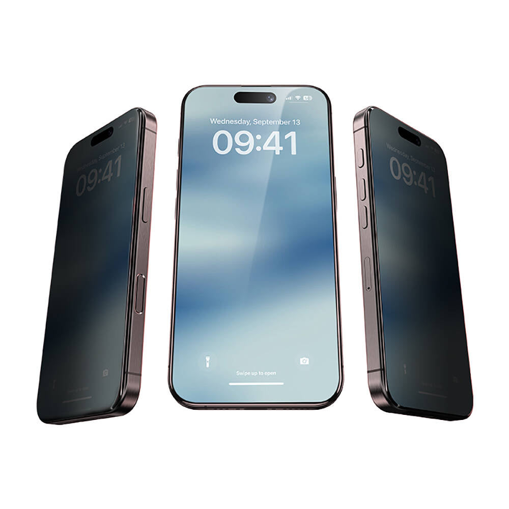 Apple iPhone 16 Pro Hidrofobik Ve Oleofobik Özellikli Benks Privacy Air Shield 0.4mm Ekran Koruyucu 10'lu Paket Şeffaf