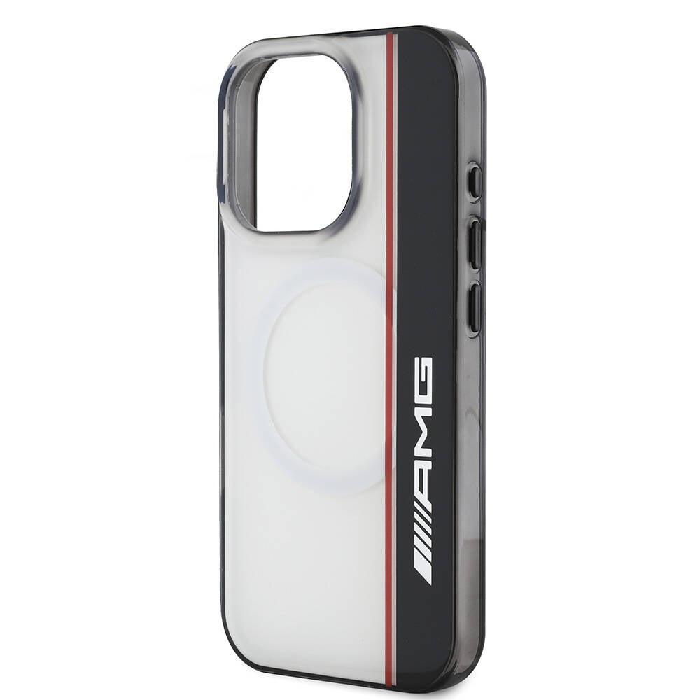 Apple iPhone 16 Pro Kılıf AMG Orjinal Lisanslı Magsafe Şarj Özellikli IML Baskı Logolu Çift Katmanlı Bow Lines Kapak Siyah
