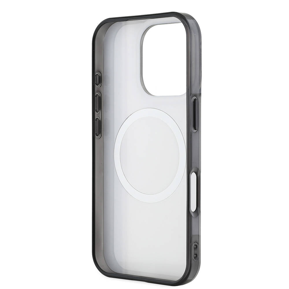 Apple iPhone 16 Pro Kılıf AMG Orjinal Lisanslı Magsafe Şarj Özellikli IML Baskı Logolu Çift Katmanlı Bow Lines Kapak Siyah