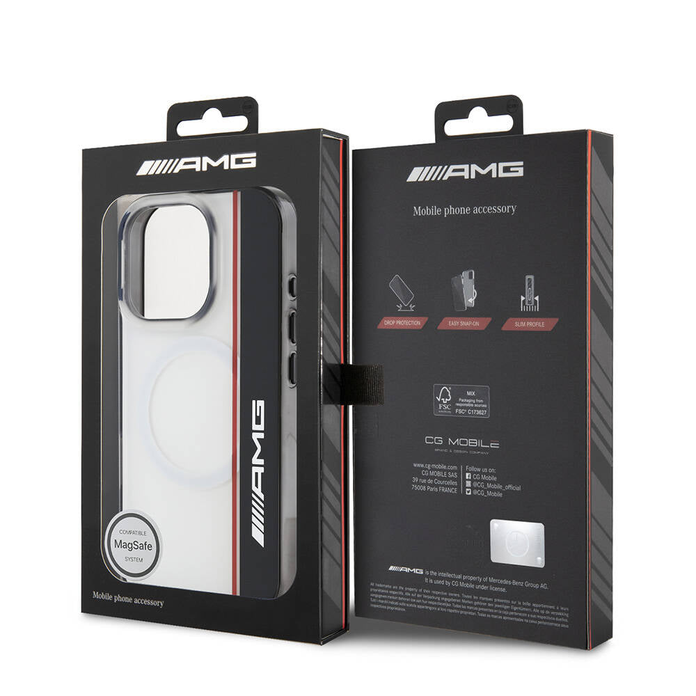 Apple iPhone 16 Pro Kılıf AMG Orjinal Lisanslı Magsafe Şarj Özellikli IML Baskı Logolu Çift Katmanlı Bow Lines Kapak Siyah