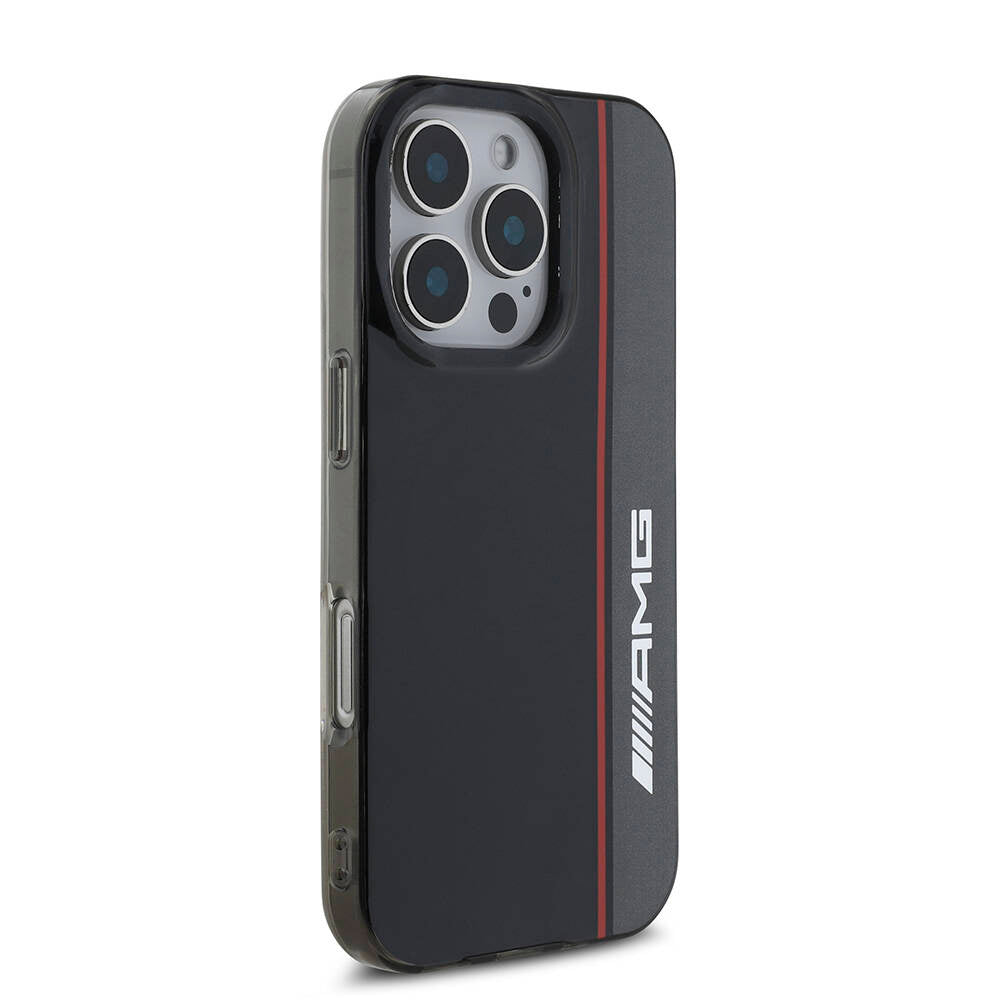 Apple iPhone 16 Pro Kılıf AMG Orjinal Lisanslı Magsafe Şarj Özellikli IML Baskı Logolu Çift Katmanlı Bow Lines Kapak Siyah