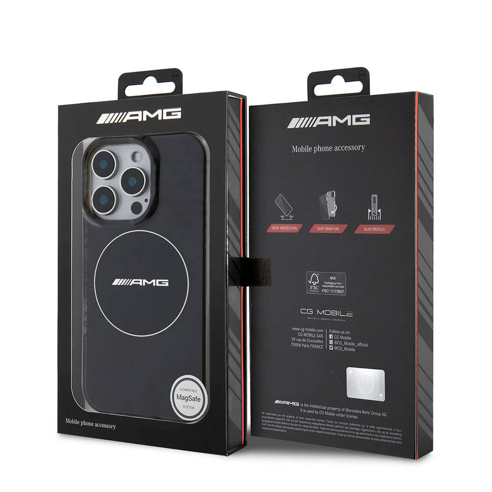 Apple iPhone 16 Pro Kılıf AMG Orjinal Lisanslı Magsafe Şarj Özellikli IML Baskı Logolu Smoked Kapak Siyah