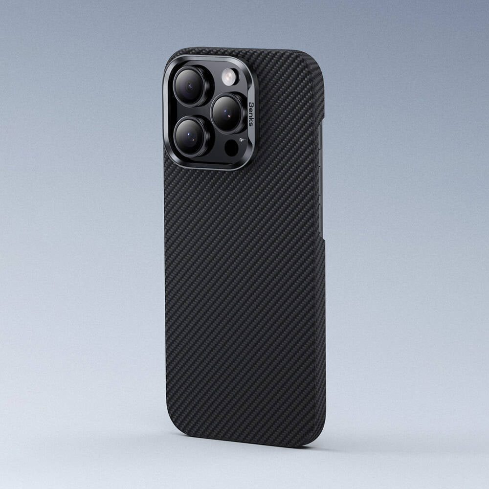 Apple iPhone 16 Pro Kılıf Benks Magsafe Şarj Özellikli Magnetik ArmorAir 600D Kevlar Fiber Kapak Siyah