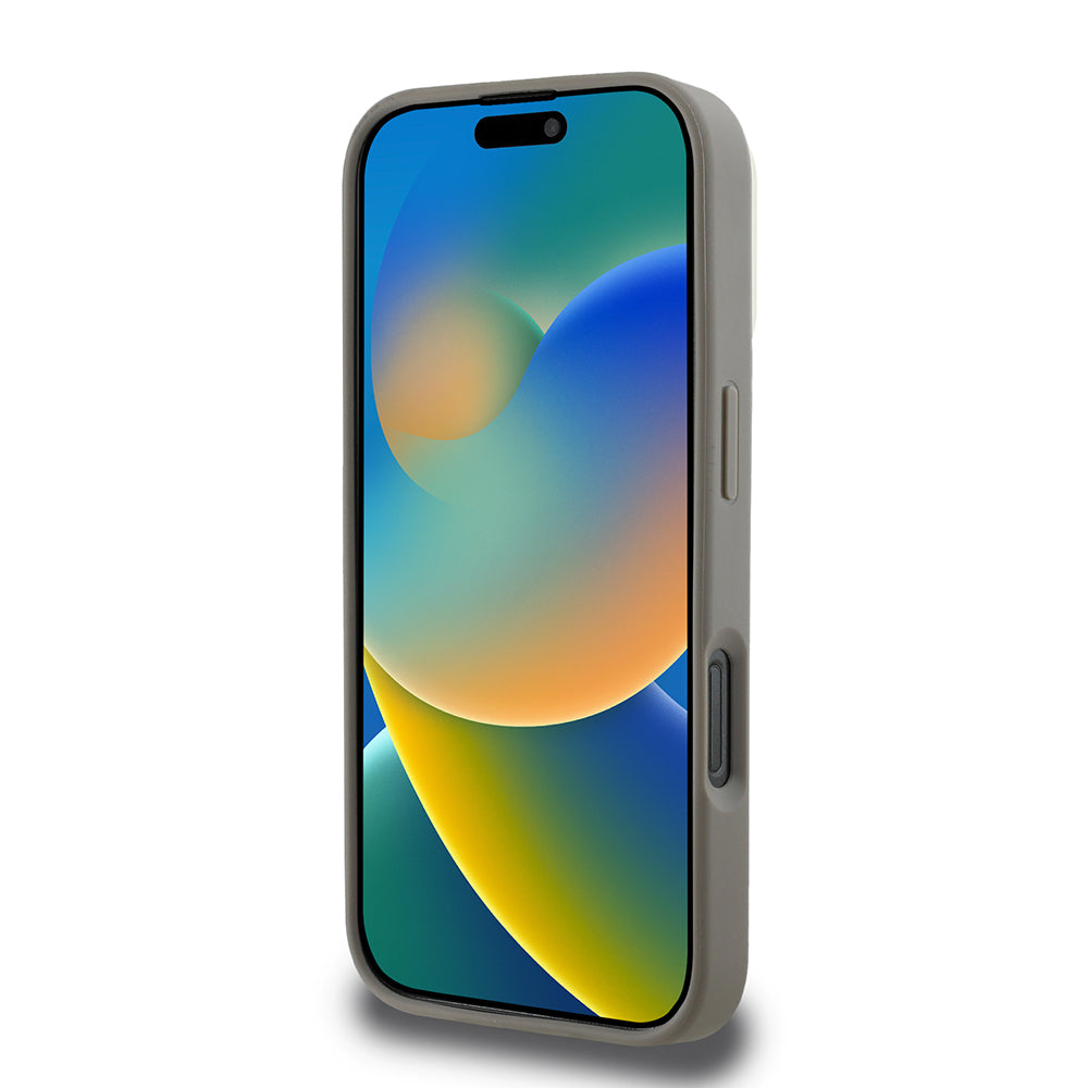 Apple iPhone 16 Pro Kılıf DKNY Orjinal Lisanslı Magsafe Şarj Özellikli 3D Yazılı Checkered Pattern Kapak Bej