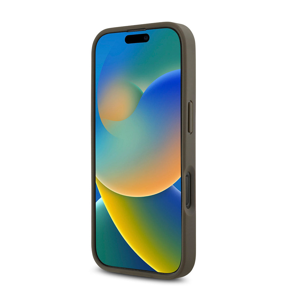 Apple iPhone 16 Pro Kılıf DKNY Orjinal Lisanslı Magsafe Şarj Özellikli 3D Yazılı Repeat Pattern Kapak Kahverengi