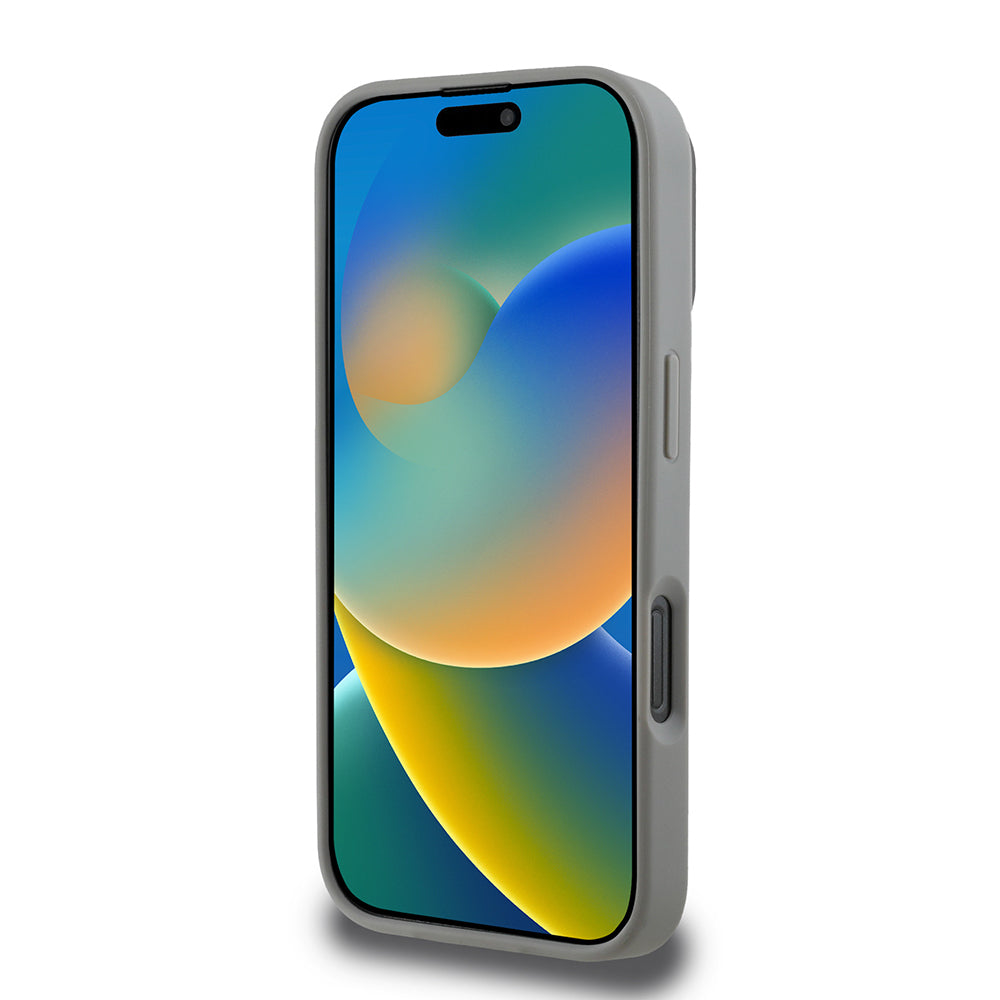 Apple iPhone 16 Pro Kılıf DKNY Orjinal Lisanslı Magsafe Şarj Özellikli PU Deri Plain Kapak Gri