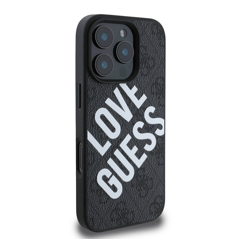 Apple iPhone 16 Pro Kılıf Guess Orjinal Lisanslı Big Love Guess Kapak Kahverengi