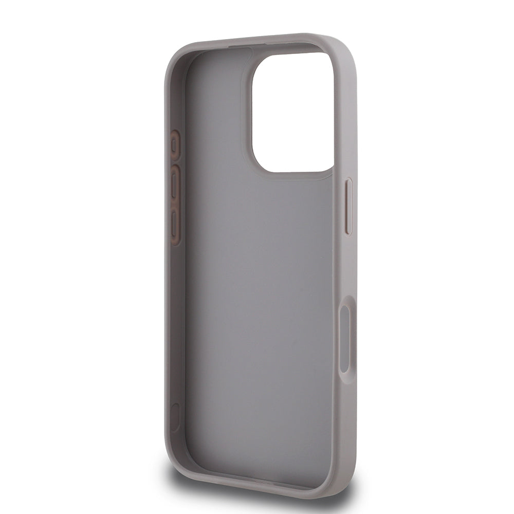 Apple iPhone 16 Pro Kılıf Guess Orjinal Lisanslı Gül Baskılı Büyük Metal Logo Dizaynlı Kapak Pembe