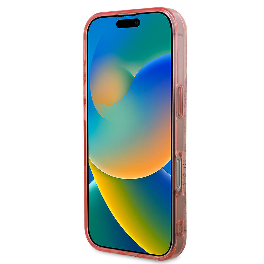 Apple iPhone 16 Pro Kılıf Guess Orjinal Lisanslı Magsafe Şarj Özellikli Flower Tonal Circle Kapak Pembe