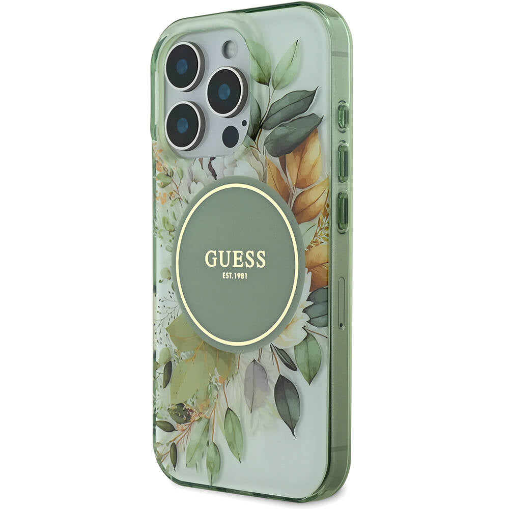 Apple iPhone 16 Pro Kılıf Guess Orjinal Lisanslı Magsafe Şarj Özellikli Flower Tonal Circle Kapak Mor