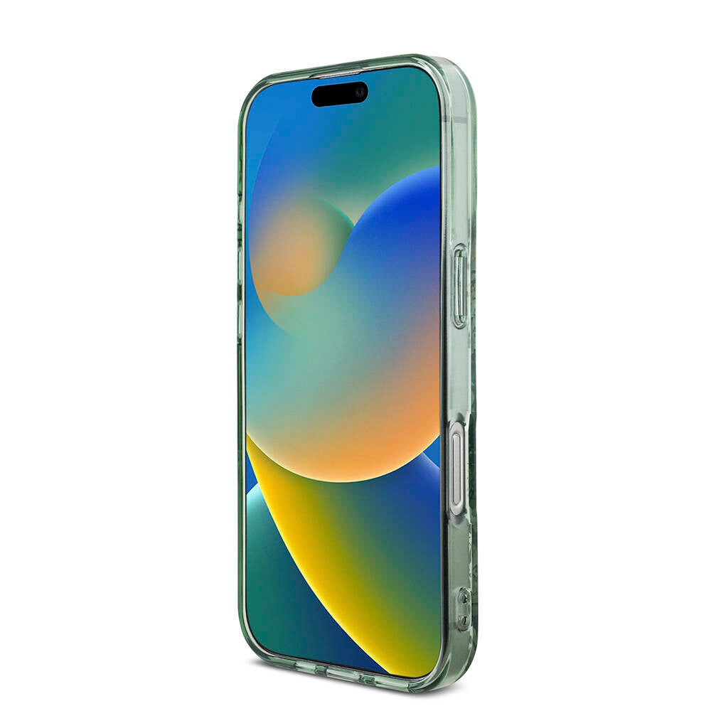 Apple iPhone 16 Pro Kılıf Guess Orjinal Lisanslı Magsafe Şarj Özellikli IML Baskılı Çiçek İnci Bileklikli Kapak Mor