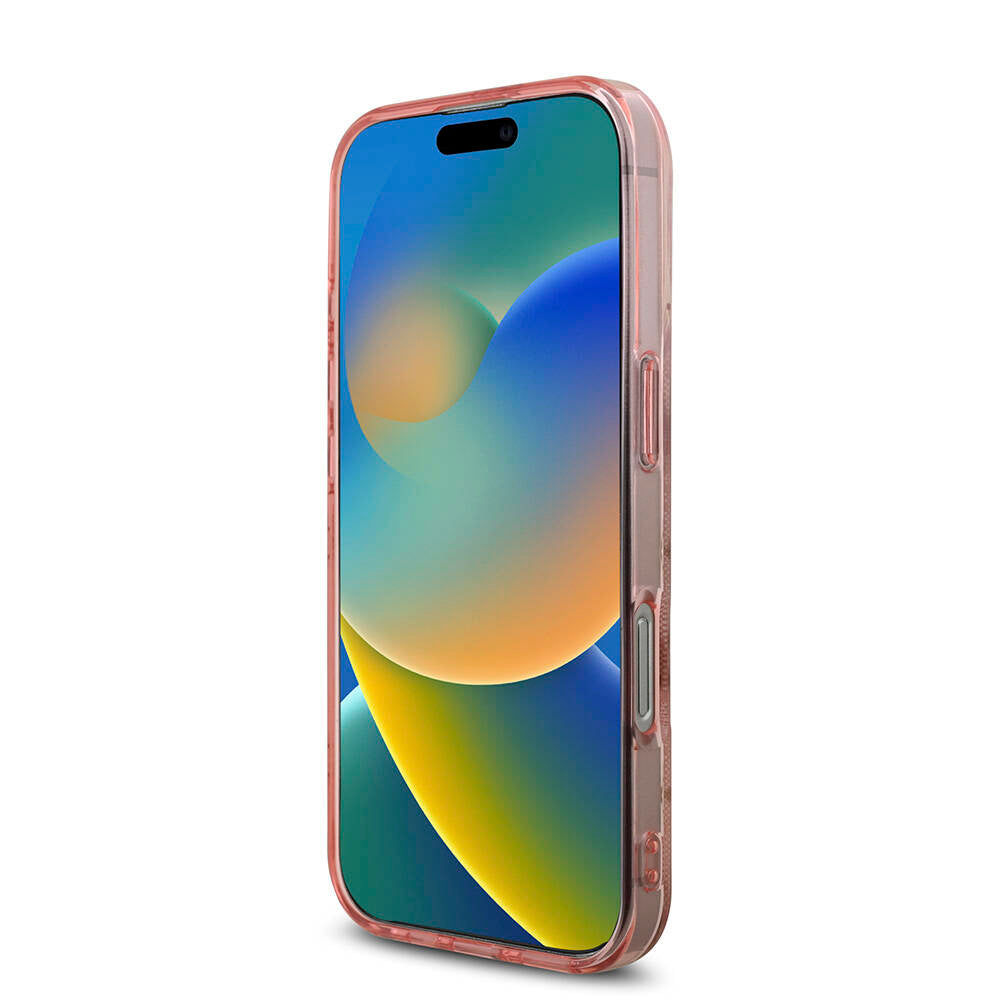 Apple iPhone 16 Pro Kılıf Guess Orjinal Lisanslı Magsafe Şarj Özellikli IML Peony ve 4G Desenli Klasik Logolu Kapak Siyah