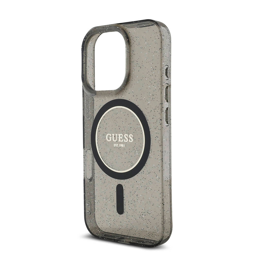 Apple iPhone 16 Pro Kılıf Guess Orjinal Lisanslı Magsafe Şarj Özellikli Simli Silikon İnci Bileklikli Kapak Pembe