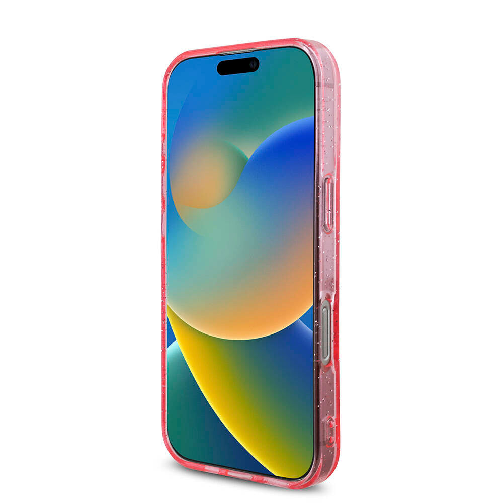 Apple iPhone 16 Pro Kılıf Guess Orjinal Lisanslı Magsafe Şarj Özellikli Simli Silikon İnci Bileklikli Kapak Şeffaf