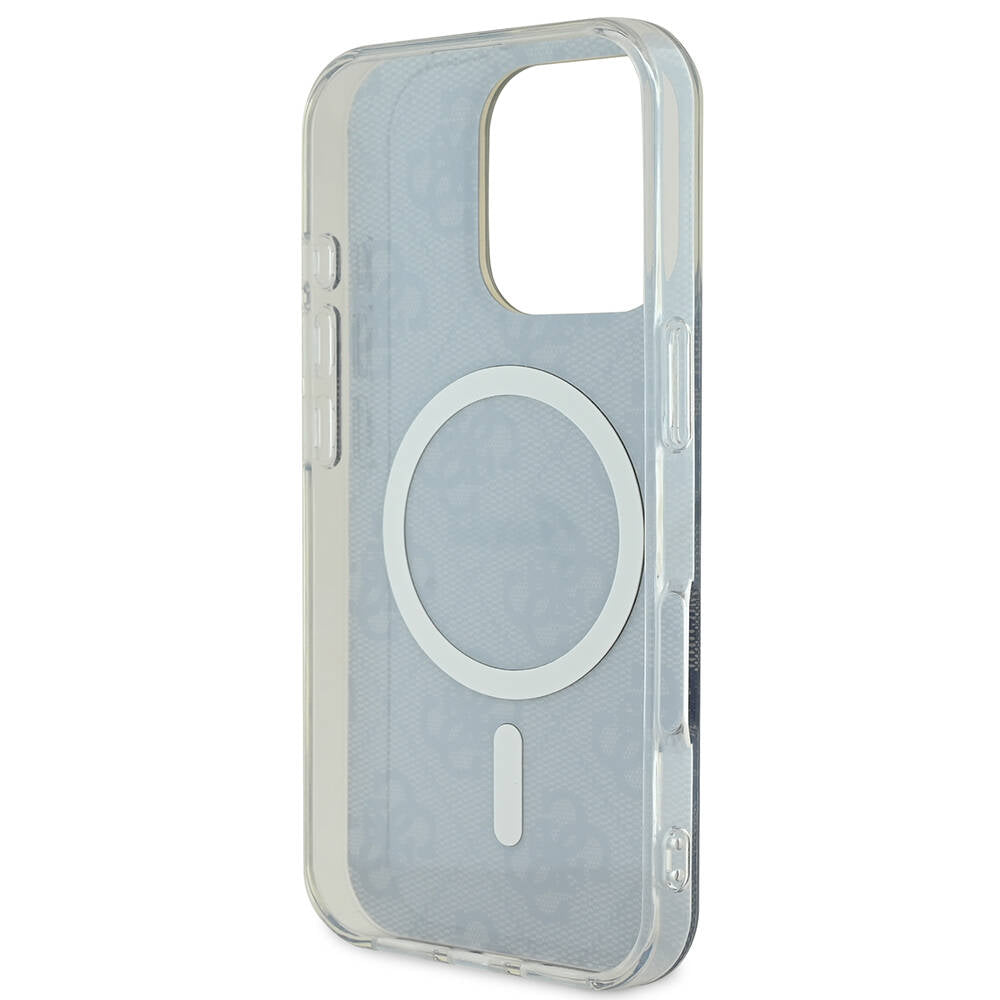 Apple iPhone 16 Pro Kılıf Guess Orjinal Lisanslı Magsafe Şarj Özellikli Yazı Logolu 4G Desenli Kapak Siyah