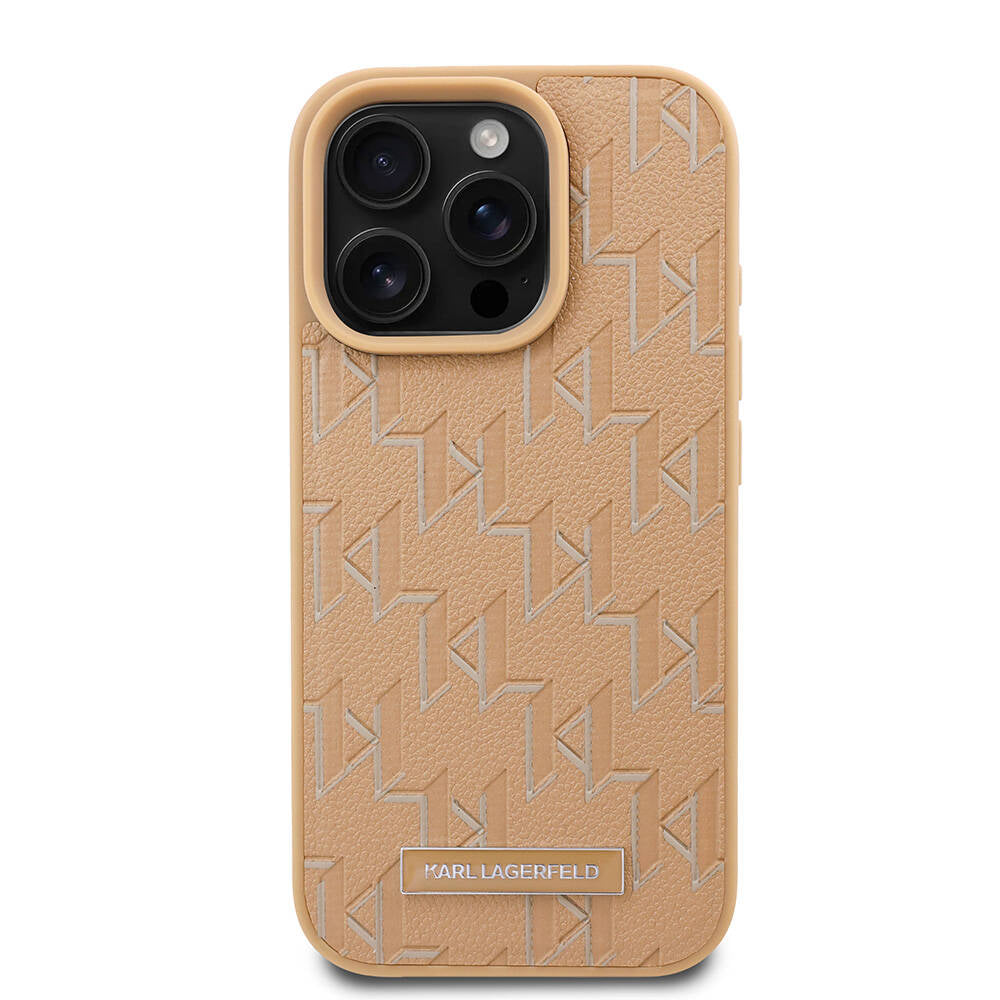 Apple iPhone 16 Pro Kılıf Karl Lagerfeld Orjinal Lisanslı Magsafe Şarj Özellikli KL Yazılı Hot Stamp Kapak Siyah