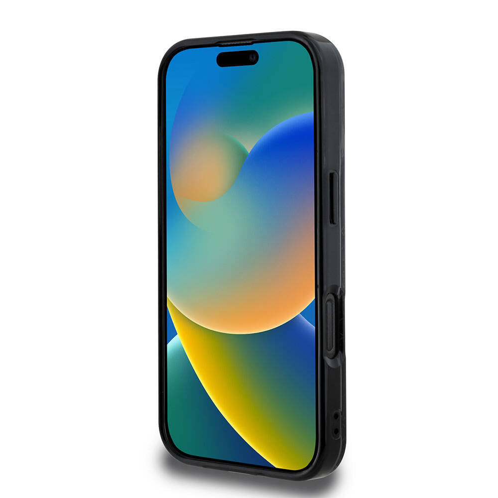 Apple iPhone 16 Pro Kılıf Lacoste Orjinal Lisanslı Magsafe Şarj Özellikli IML Baskılı Gümüş Timsah Logolu Monogram Kapak Lacivert