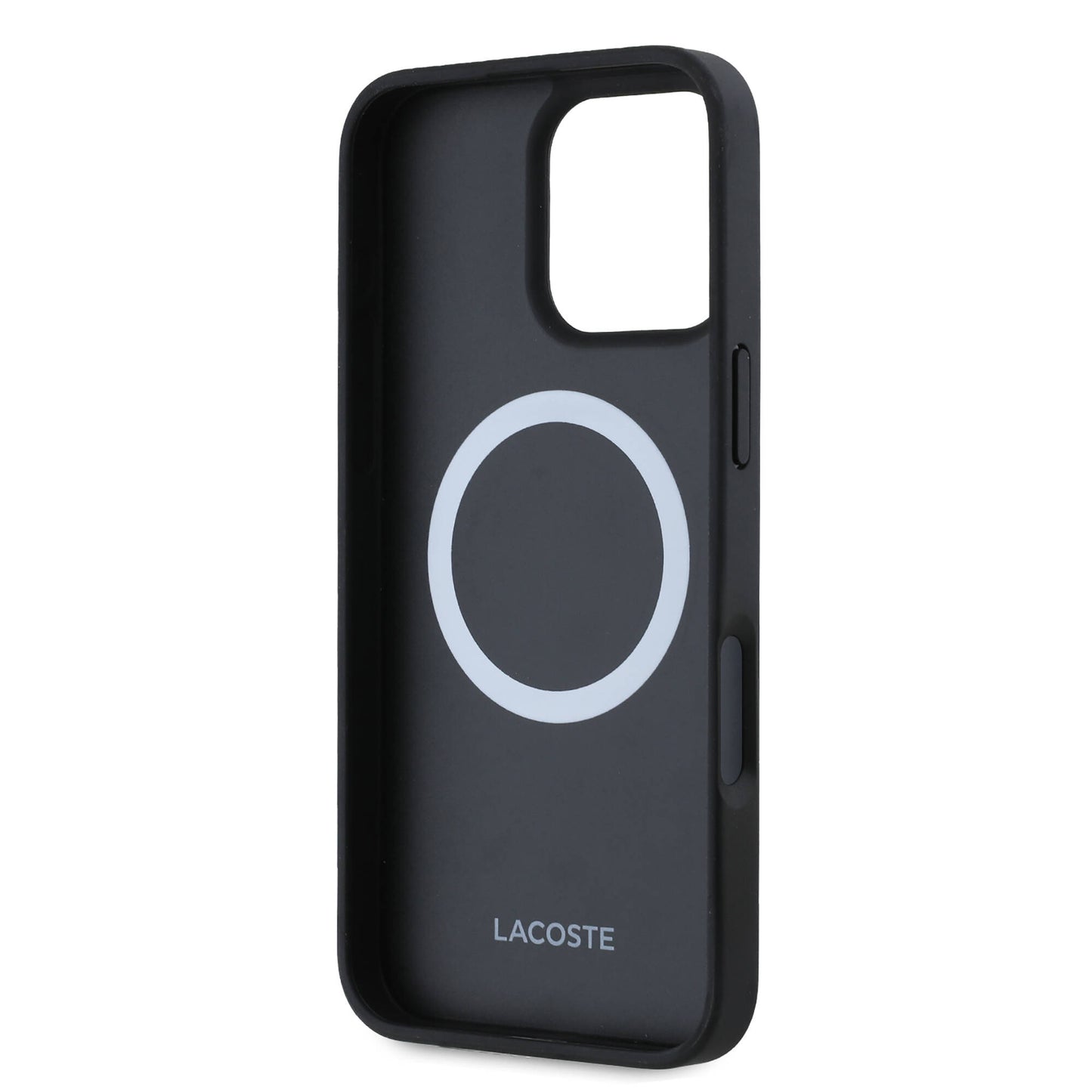 Apple iPhone 16 Pro Kılıf Lacoste Orjinal Lisanslı Magsafe Şarj Özellikli Mono Vintage Logo Kapak Siyah