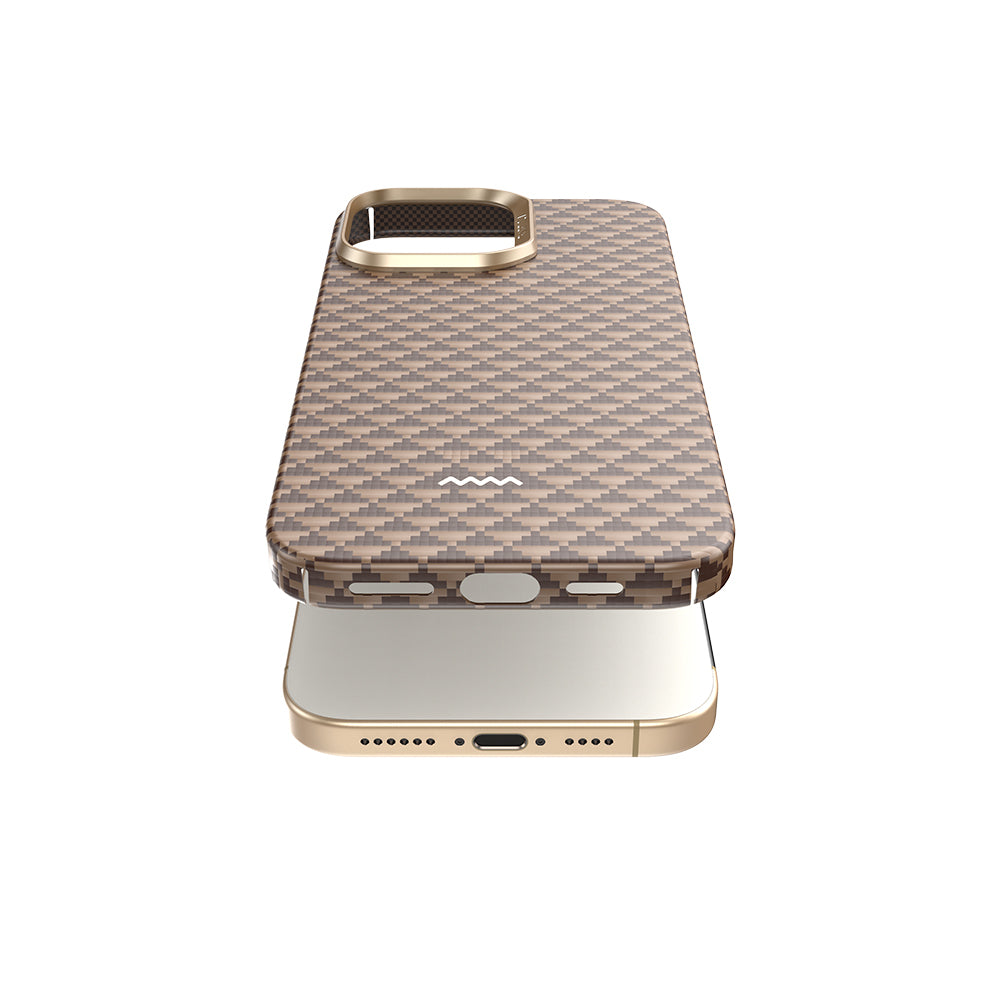 Apple iPhone 16 Pro Kılıf M-safe Şarj Özellikli Raptic Aramid Skin Origin Serisi Kapak Kahverengi