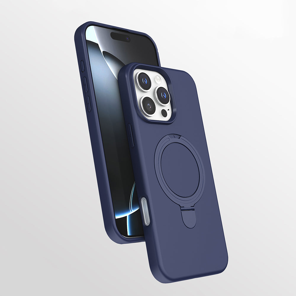 Apple iPhone 16 Pro Kılıf M-safe Şarj Özellikli Standlı Zore Samara Kapak Lacivert