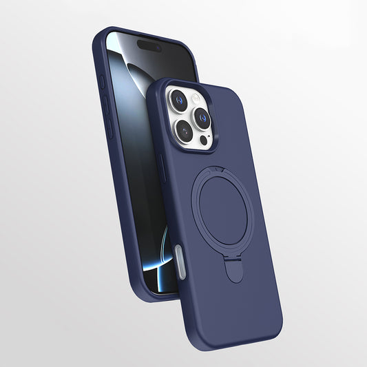 Apple iPhone 16 Pro Kılıf M-safe Şarj Özellikli Standlı Zore Samara Kapak Lacivert