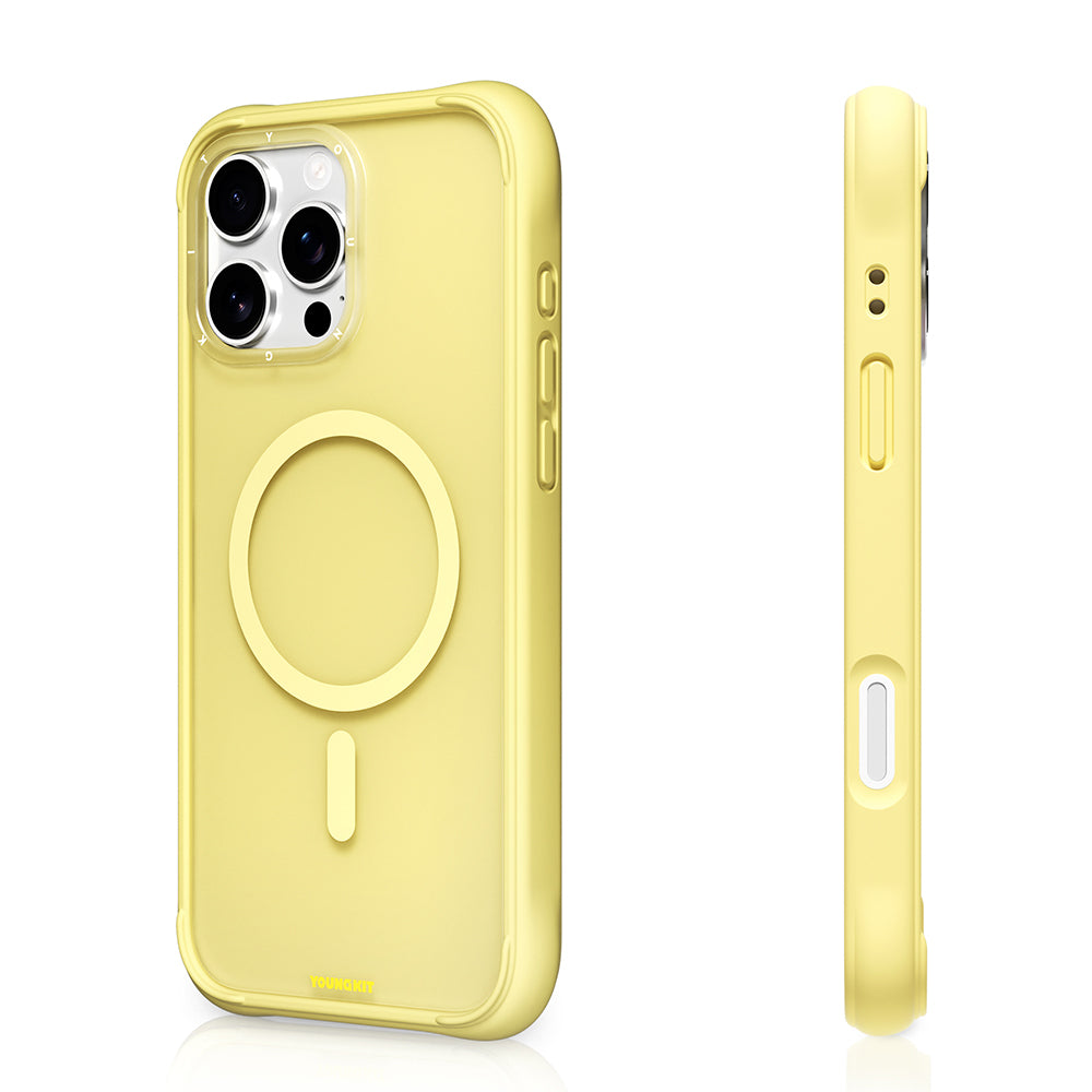 Apple iPhone 16 Pro Kılıf M-safe Şarj Özellikli Youngkit Macaroon Serisi Kapak Sarı