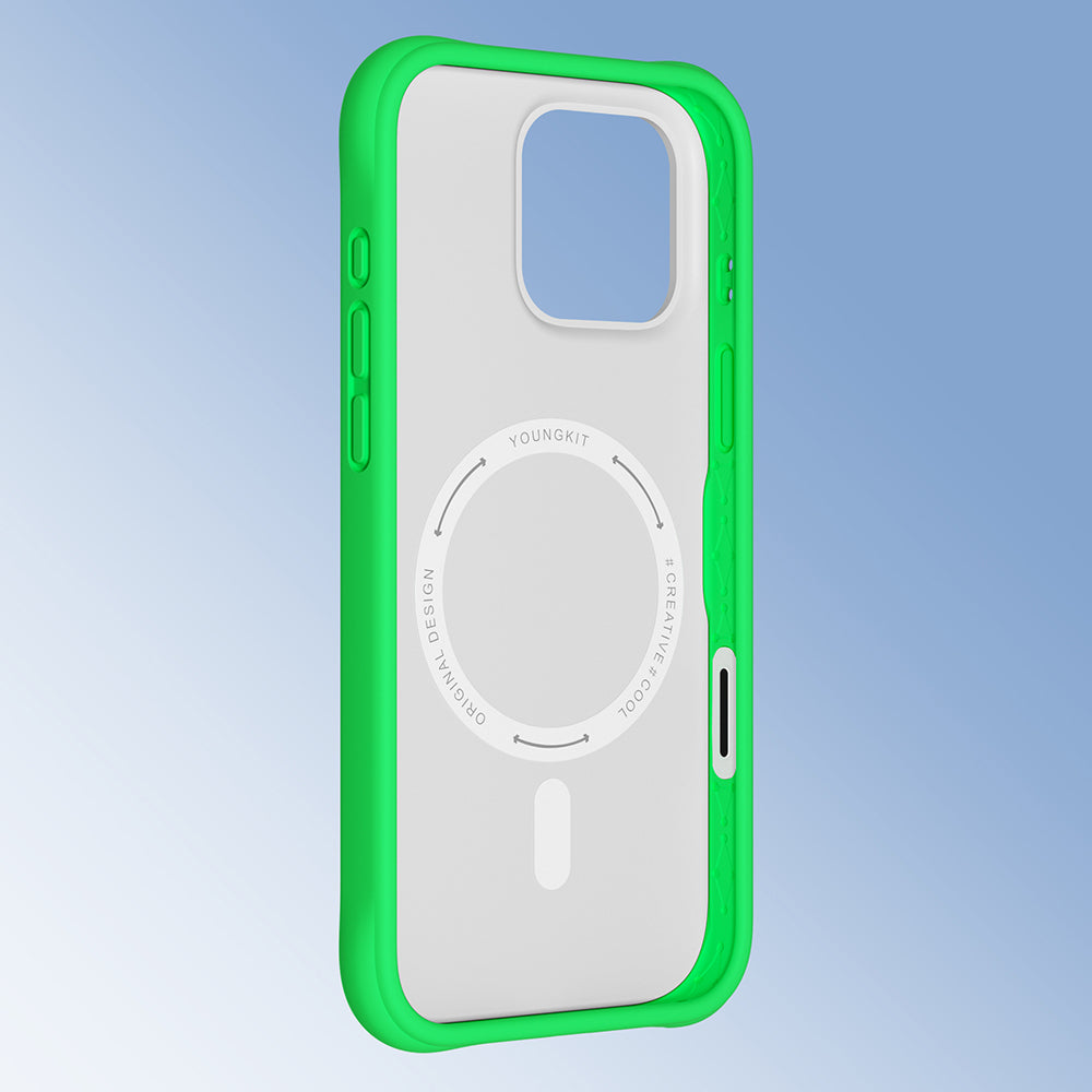 Apple iPhone 16 Pro Kılıf M-safe Şarj Özellikli Youngkit Macaroon Serisi Kapak Beyaz