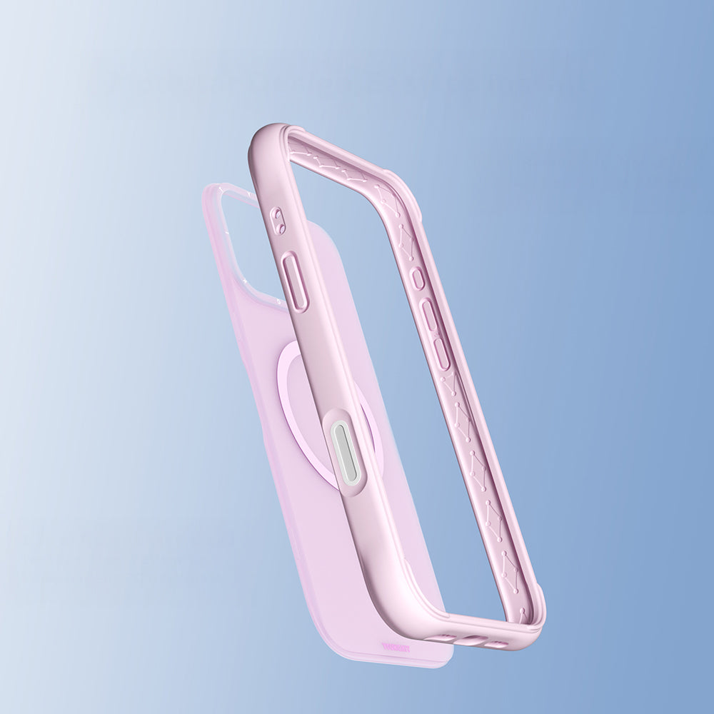 Apple iPhone 16 Pro Kılıf M-safe Şarj Özellikli Youngkit Macaroon Serisi Kapak Pembe