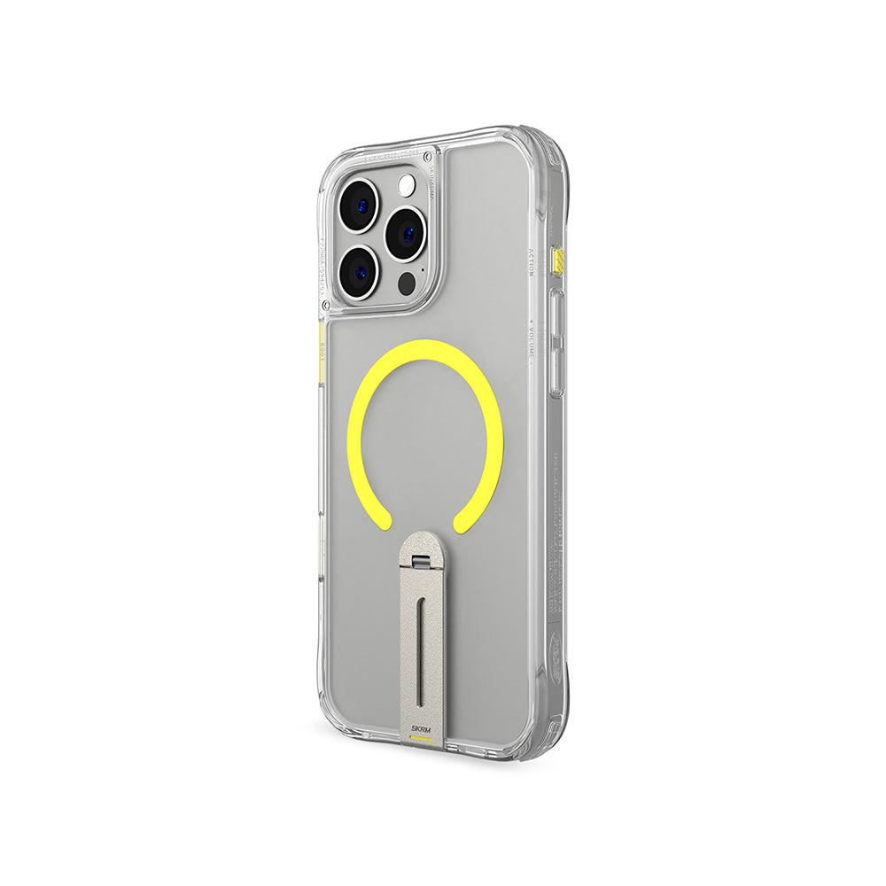 Apple iPhone 16 Pro Kılıf M-safe Şarj Özellikli 360 Derece Dönebilen Standlı Skinarma Helix Kapak Titanyum