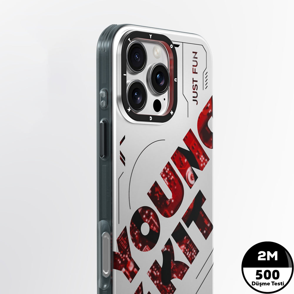 Apple iPhone 16 Pro Kılıf Magsafe Şarj Özellikli Airbagli Çift Katmanlı Youngkit Future Serisi Kapak Yeşil