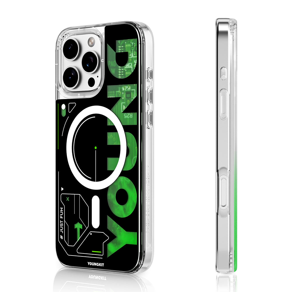 Apple iPhone 16 Pro Kılıf Magsafe Şarj Özellikli Airbagli Çift Katmanlı Youngkit Future Streamer Serisi Kapak Kırmızı