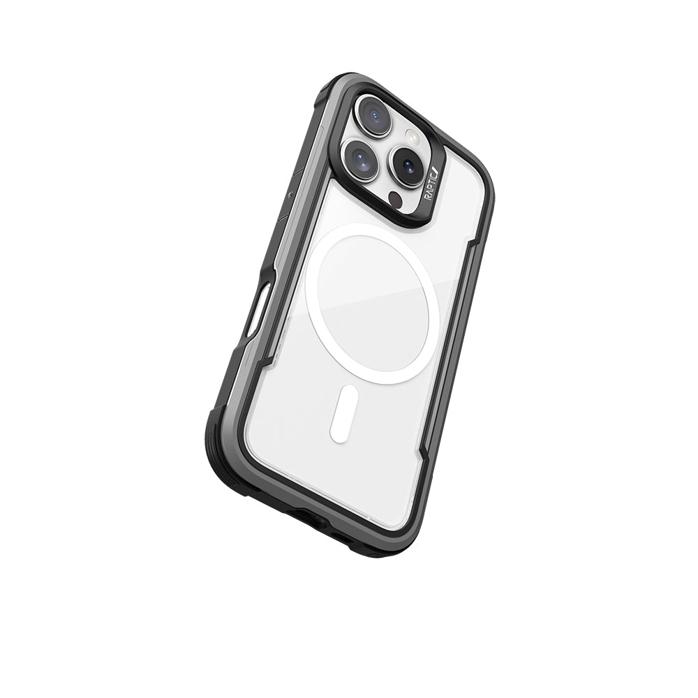 Apple iPhone 16 Pro Kılıf M-safe Şarj Özellikli Airbagli Raptic Shield Serisi Şeffaf Arka Yüzey Kapak Kırmızı