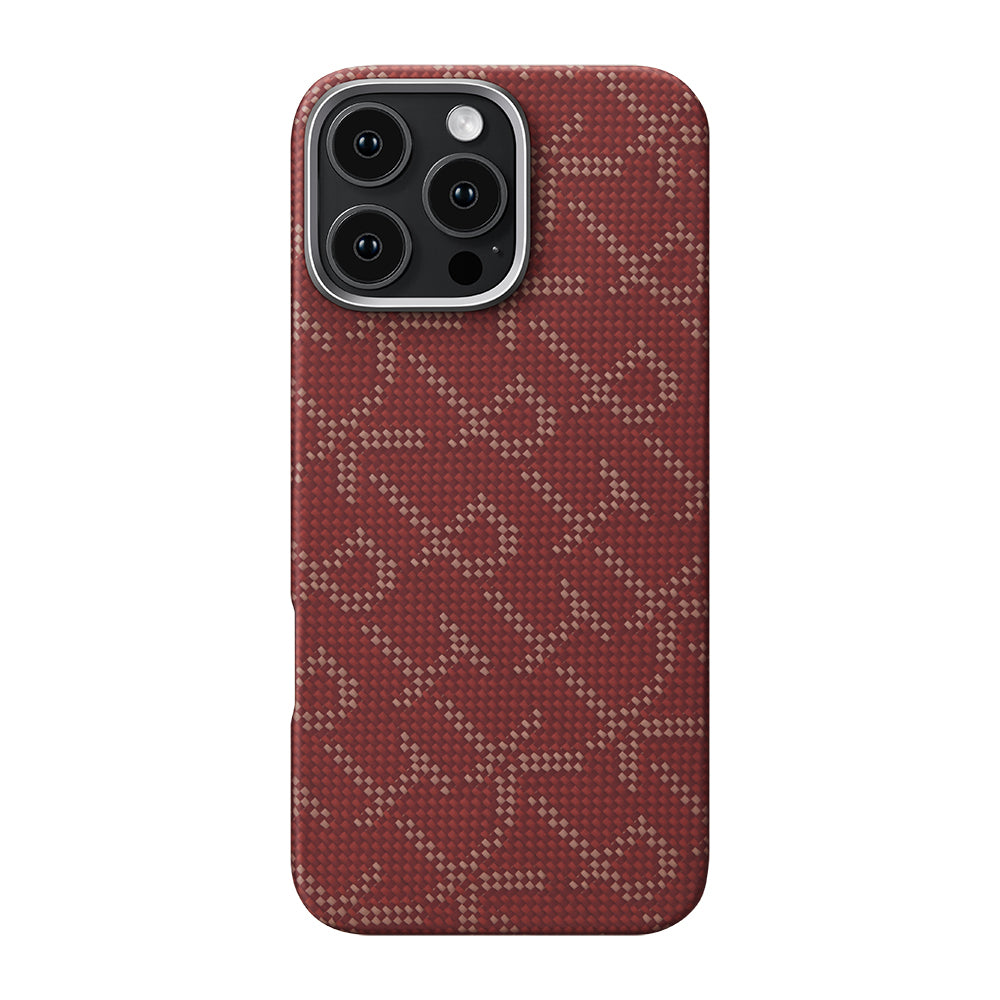 Apple iPhone 16 Pro Kılıf M-safe Şarj Özellikli Aramid Fiber Pitaka Tactile Woven Monogram Serisi Kapak Siyah