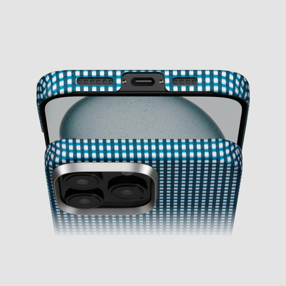 Apple iPhone 16 Pro Kılıf Magsafe Şarj Özellikli Aramid Fiber Pitaka Ultra-Slim Classic Serisi Ocean Blue Kapak Mavi