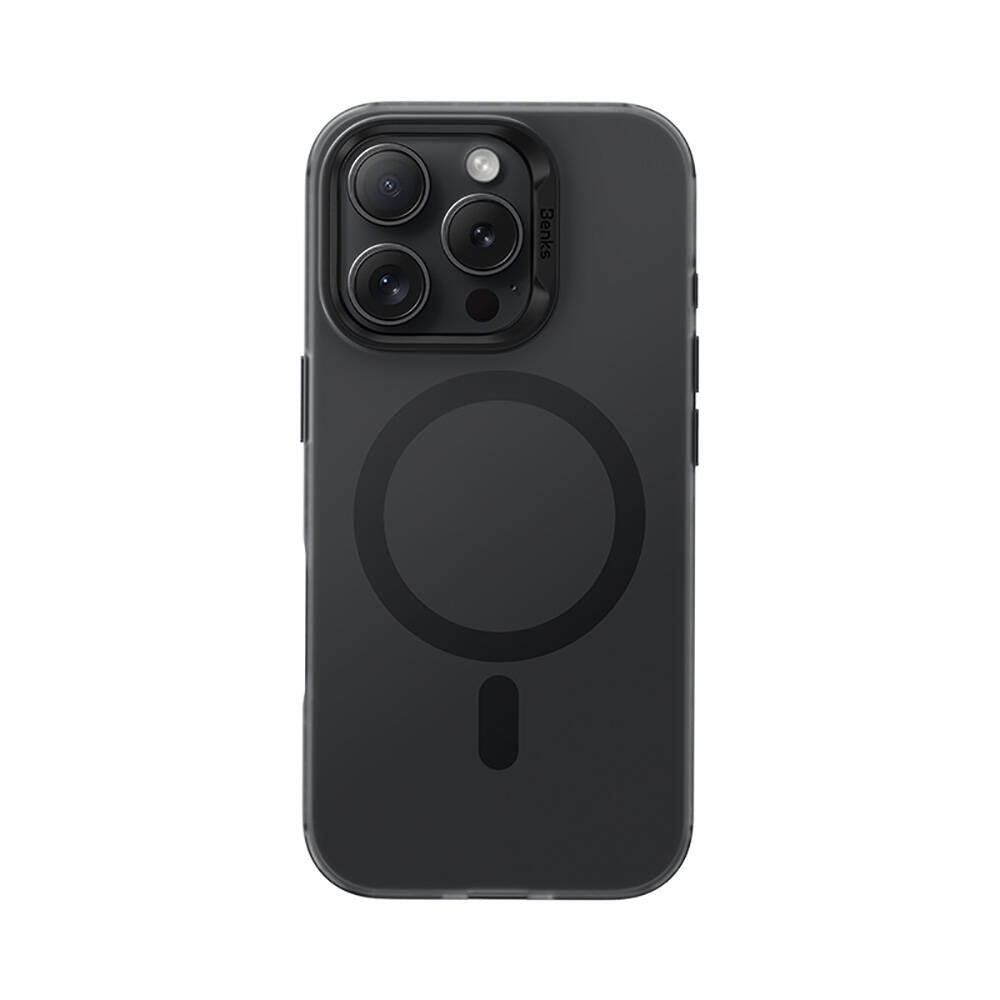 Apple iPhone 16 Pro Kılıf Magsafe Şarj Özellikli Benks Lucid Armor Kapak Siyah
