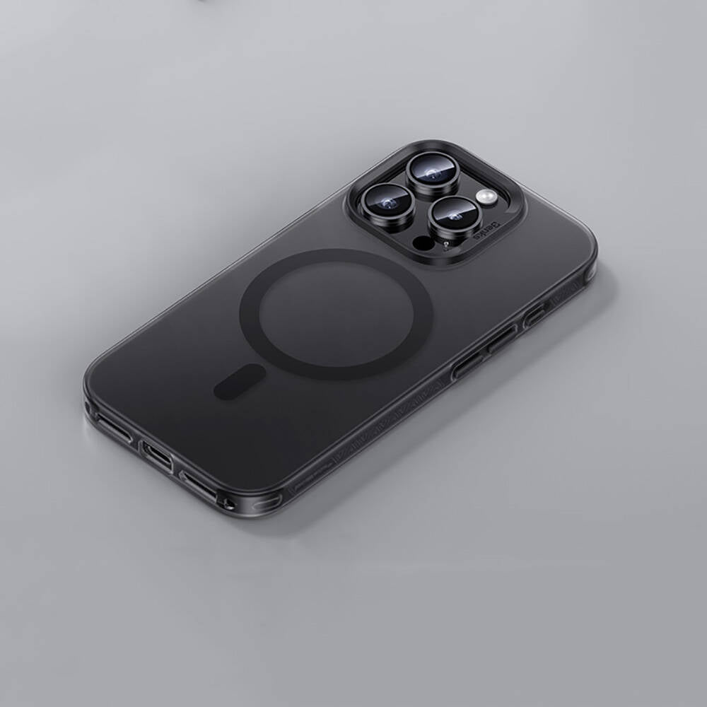 Apple iPhone 16 Pro Kılıf Magsafe Şarj Özellikli Benks Lucid Armor Kapak Titanyum-Gri