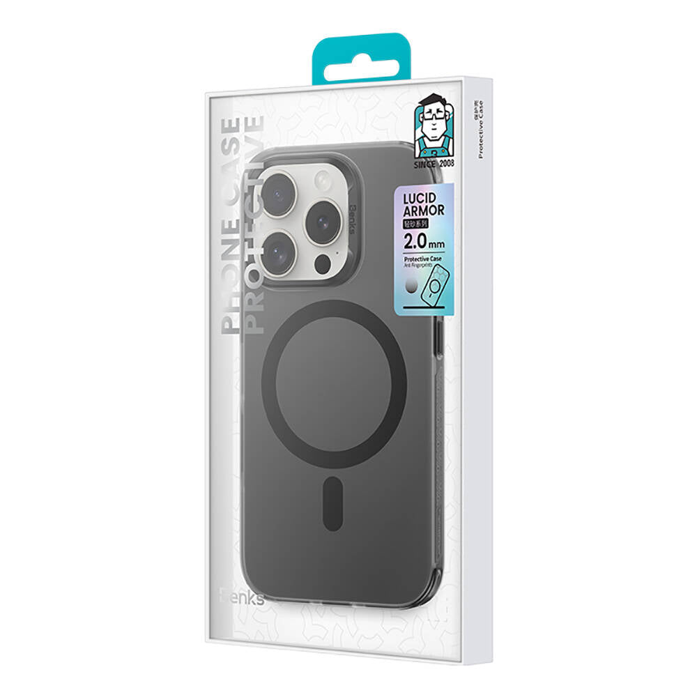 Apple iPhone 16 Pro Kılıf Magsafe Şarj Özellikli Benks Lucid Armor Kapak Siyah