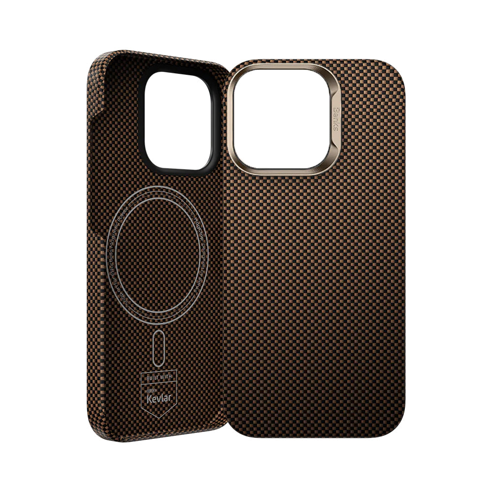 Apple iPhone 16 Pro Kılıf Magsafe Şarj Özellikli Benks Yeni Seri ArmorTint ArmorAir Kevlar Kapak Gold