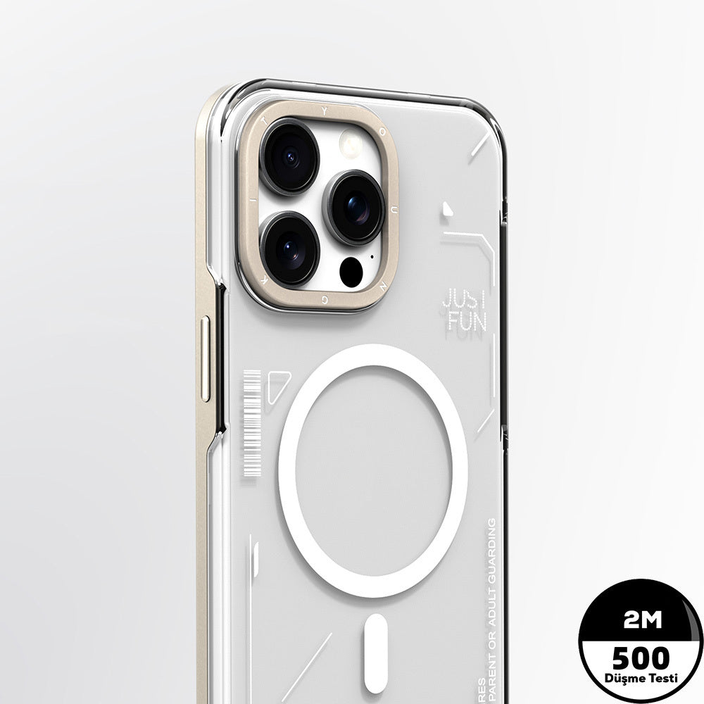 Apple iPhone 16 Pro Kılıf Magsafe Şarj Özellikli Çıkarılabilir Arka Yüzeyli Youngkit Mecha Kapak Desert Gold