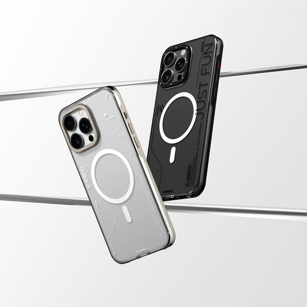 Apple iPhone 16 Pro Kılıf Magsafe Şarj Özellikli Çıkarılabilir Arka Yüzeyli Youngkit Mecha Kapak Siyah