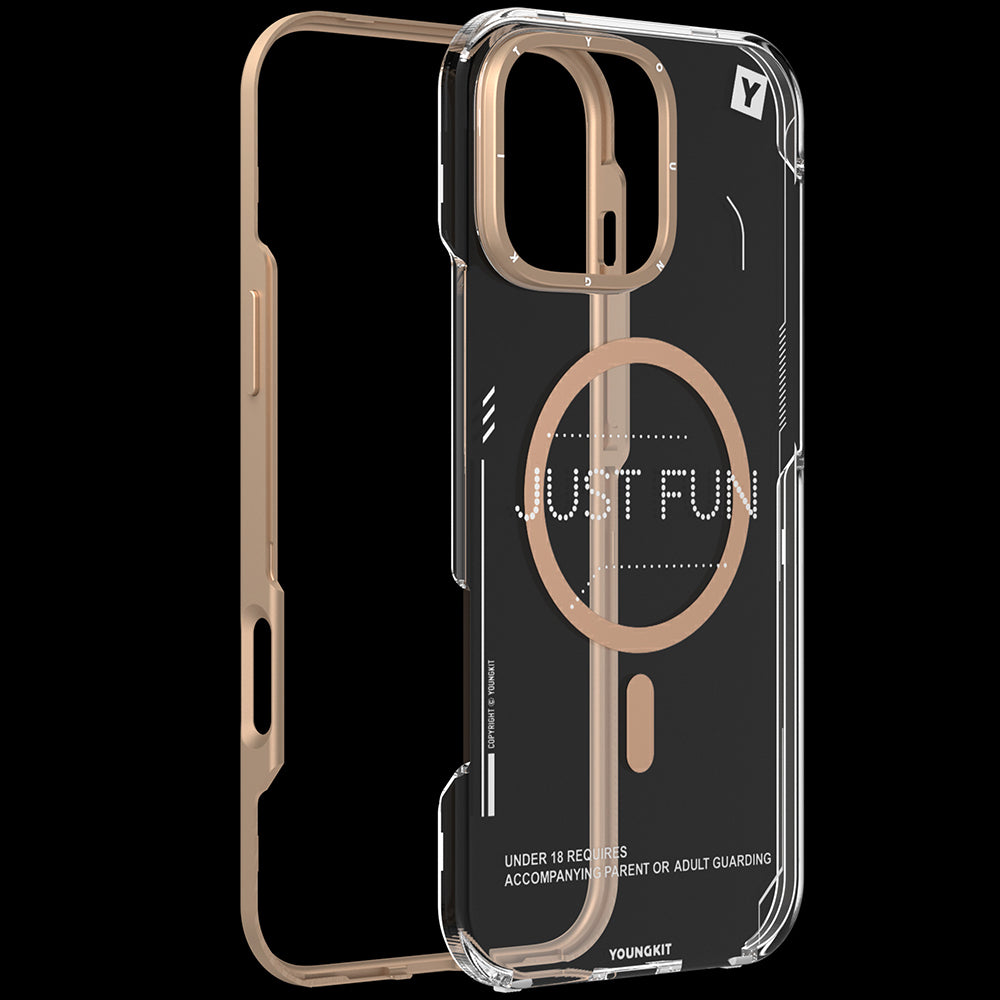 Apple iPhone 16 Pro Kılıf Magsafe Şarj Özellikli Çıkarılabilir Arka Yüzeyli Youngkit Mecha Kapak Siyah