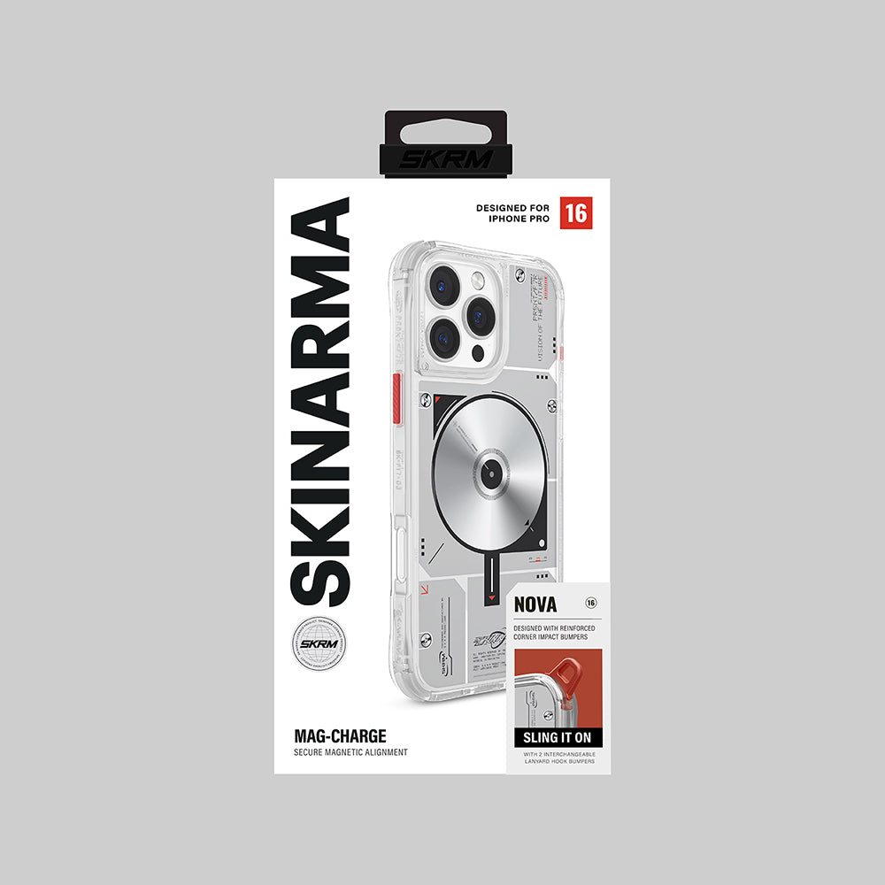 Apple iPhone 16 Pro Kılıf Magsafe Şarj Özellikli Disk Desenli Airbag Tasarımlı Skinarma Nova Kapak Siyah
