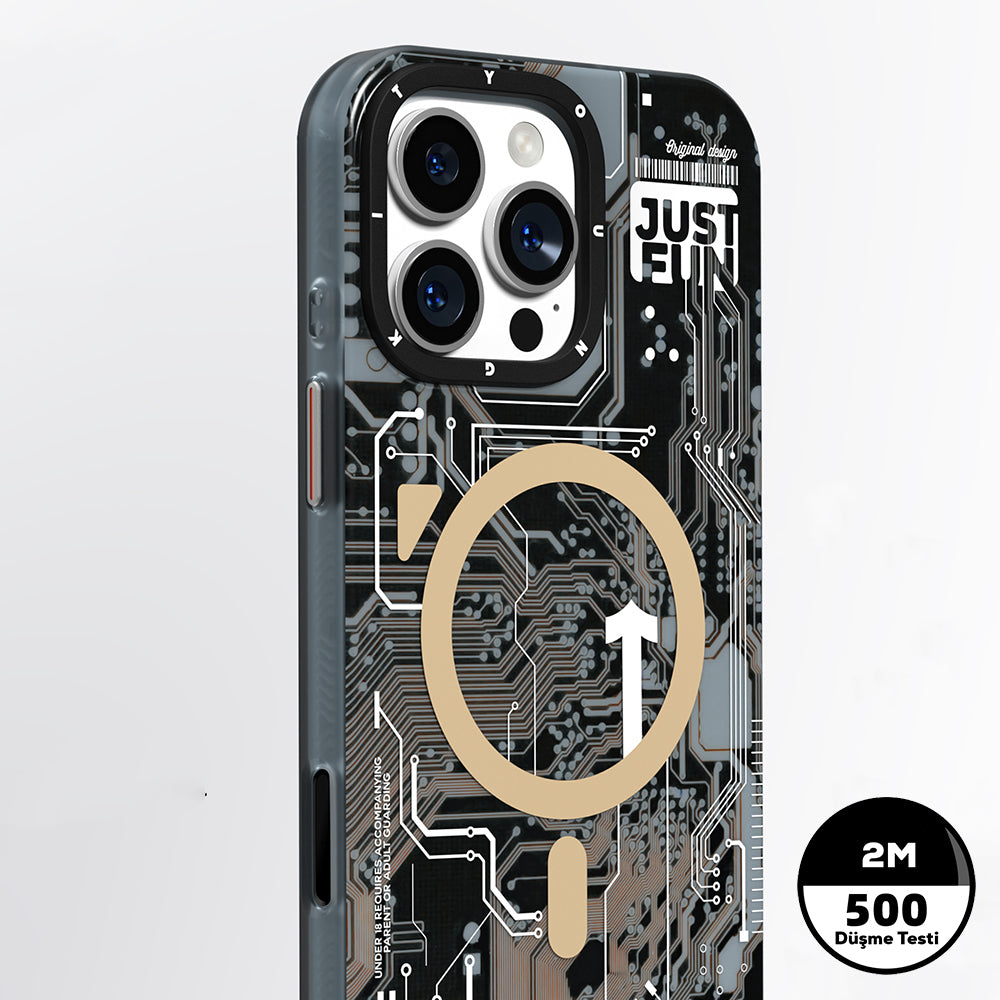 Apple iPhone 16 Pro Kılıf M-safe Şarj Özellikli Kamera Denetim Butonlu Youngkit Technology Serisi Kapak Mavi