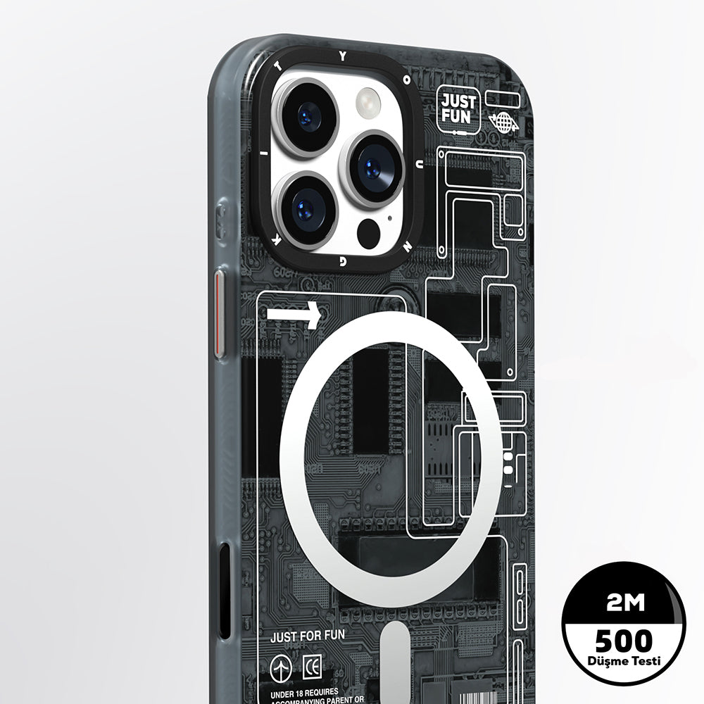 Apple iPhone 16 Pro Kılıf M-safe Şarj Özellikli Kamera Denetim Butonlu Youngkit Technology Serisi Kapak Gold