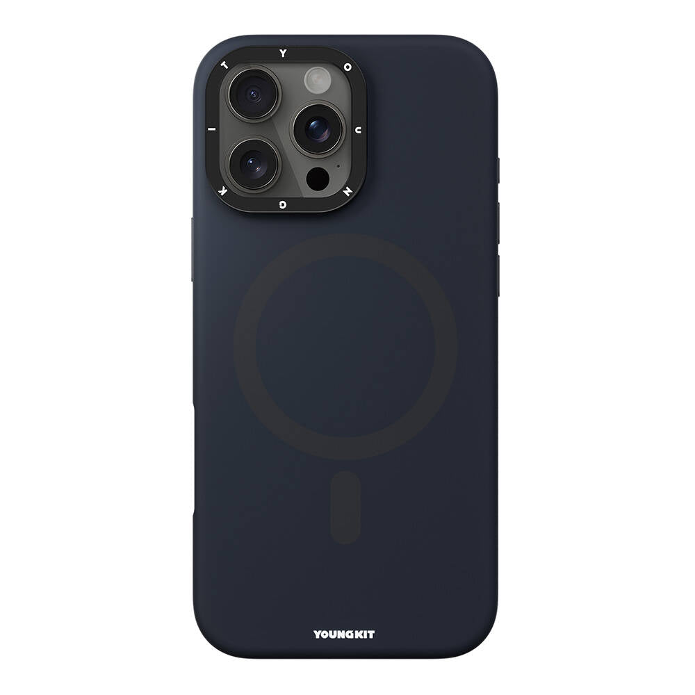 Apple iPhone 16 Pro Kılıf Magsafe Şarj Özellikli Kamera Standlı Youngkit Bitty Cream Kapak Siyah